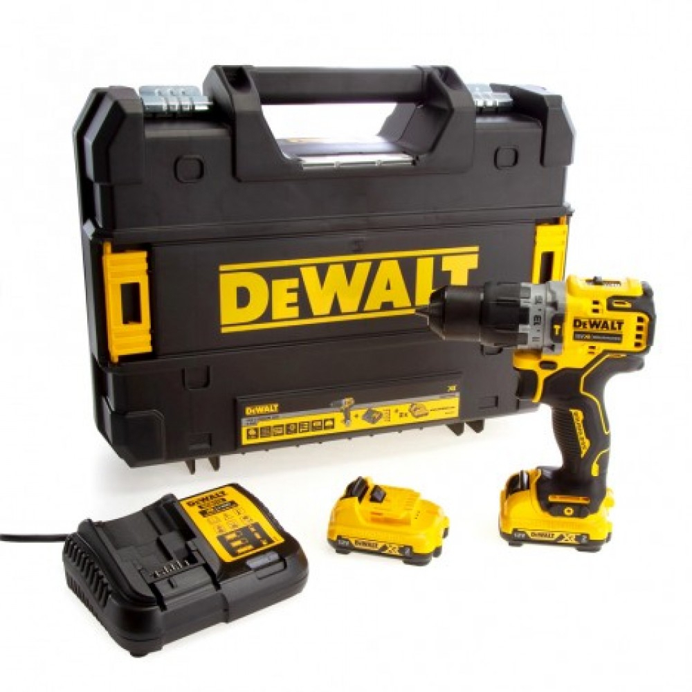 Dewalt ชุดสว่านไร้สายขนาดเล็กไร้แปรงถ่าน + แบต2ก้อน + แท่นชาร์ต แถมชุดดอกสว่าน 16 ดอก