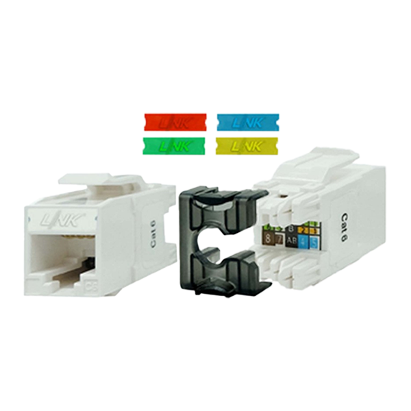 CAT 6 RJ45 Slim White JACK ( 5 Color Changeable ) ตัวเมีย CAT6 เปลี่ยนสีได้ 5 สีมีฝาครอบ