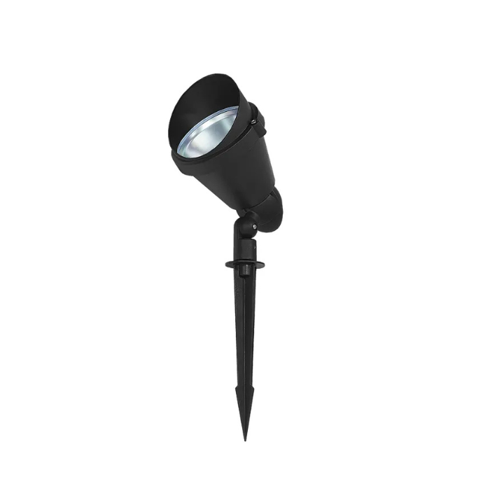 Black Ground Spike Light with Flat Face and Protective Cover